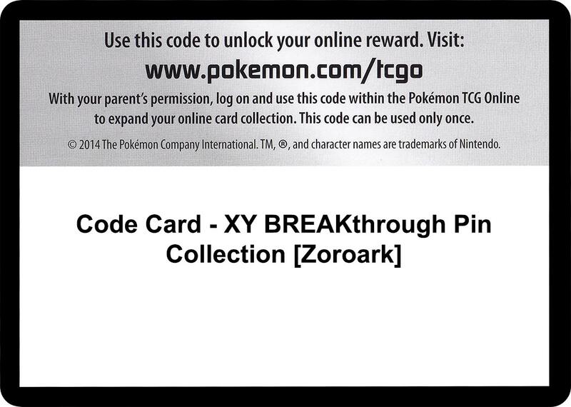 Code Card - XY BREAKthrough Pin Collection [Zoroark]