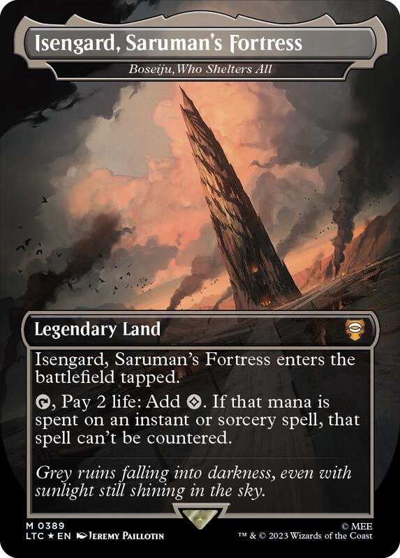 Isengard, Saruman's Fortress - Boseiju, Who Shelters All (Borderless) (Surge Foil)