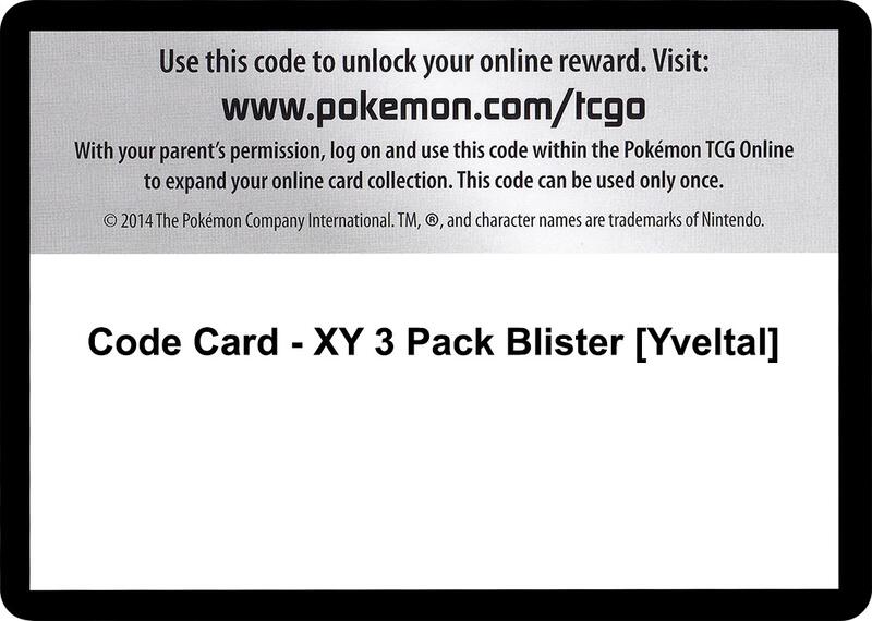 Code Card - XY 3 Pack Blister [Yveltal]