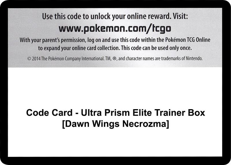 Code Card - Ultra Prism Elite Trainer Box [Dawn Wings Necrozma]