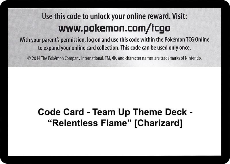Code Card - Team Up Theme Deck - "Relentless Flame" [Charizard]