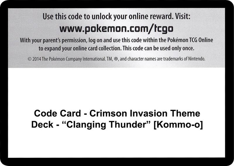 Code Card - Crimson Invasion Theme Deck - "Clanging Thunder" [Kommo-o]