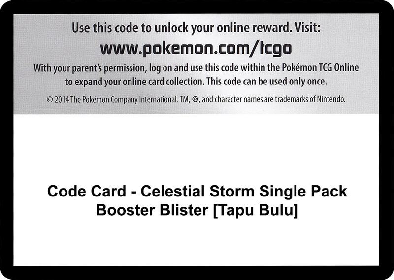 Code Card - Celestial Storm Single Pack Booster Blister [Tapu Bulu]