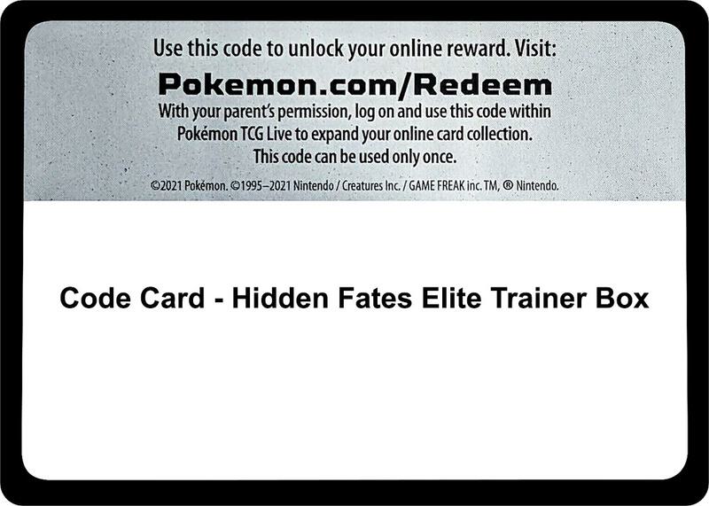 Code Card - Hidden Fates Elite Trainer Box