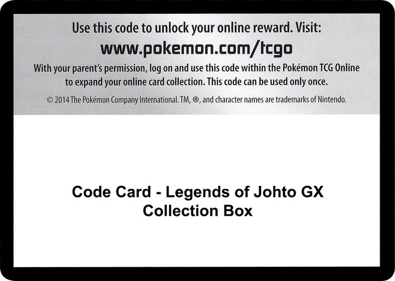 Code Card - Legends of Johto GX Collection Box