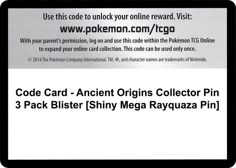 Code Card - Ancient Origins Collector Pin 3 Pack Blister [Shiny Mega Rayquaza Pin]