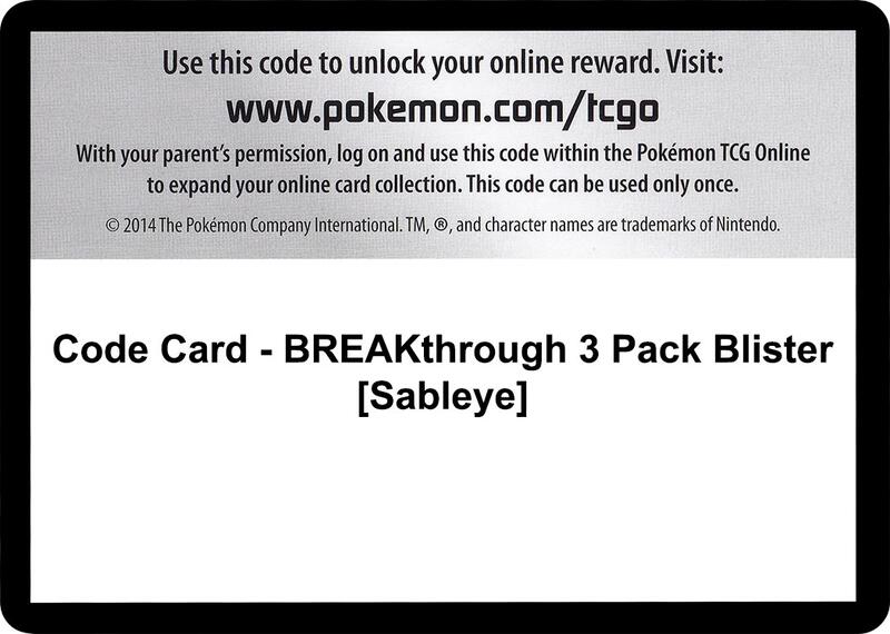 Code Card - BREAKthrough 3 Pack Blister [Sableye]