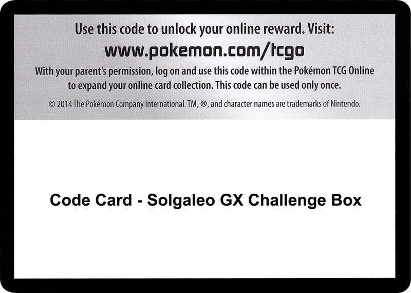 Code Card - Solgaleo GX Challenge Box