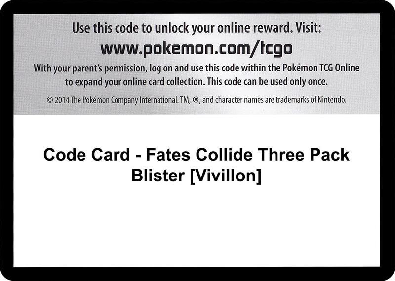 Code Card - Fates Collide Three Pack Blister [Vivillon]
