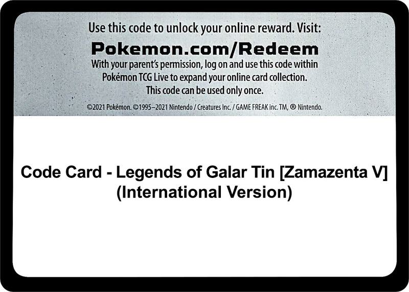 Code Card - Legends of Galar Tin [Zamazenta V] (International Version)