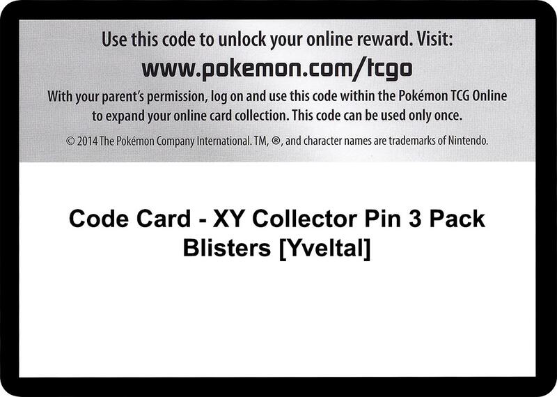 Code Card - XY Collector Pin 3 Pack Blisters [Yveltal]