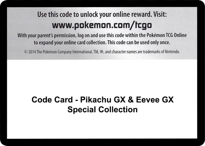 Code Card - Pikachu GX & Eevee GX Special Collection