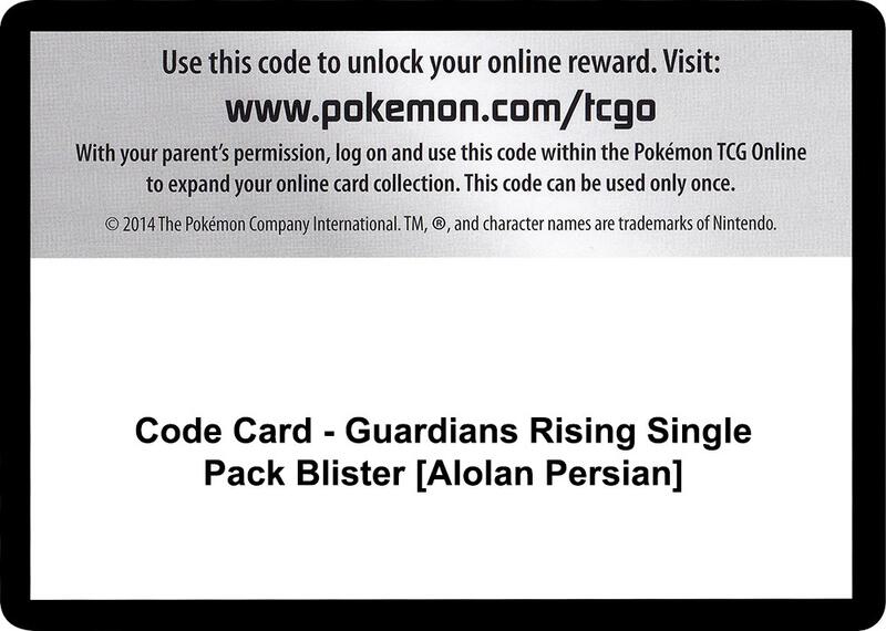 Code Card - Guardians Rising Single Pack Blister [Alolan Persian]