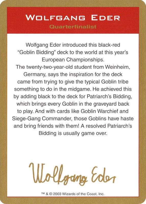2003 Wolfgang Eder Biography Card