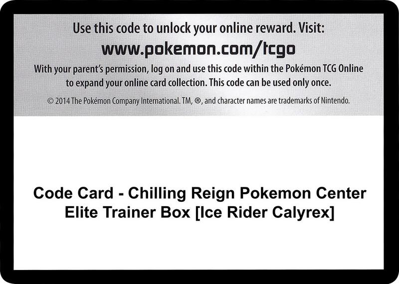Code Card - Chilling Reign Pokemon Center Elite Trainer Box [Ice Rider Calyrex]
