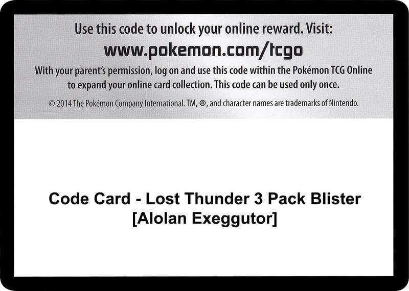 Code Card - Lost Thunder 3 Pack Blister [Alolan Exeggutor]