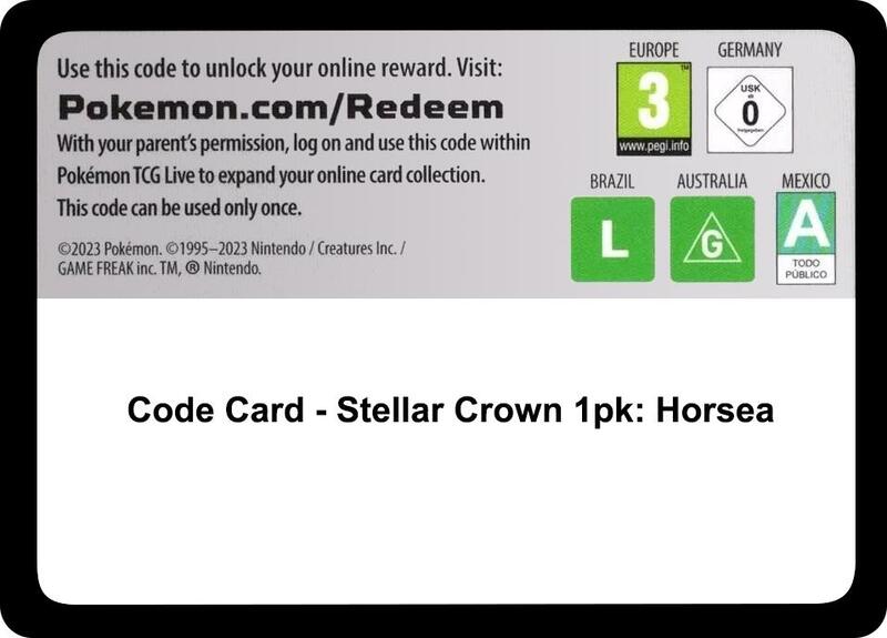 Code Card - Stellar Crown Single Pack Blister [Horsea]