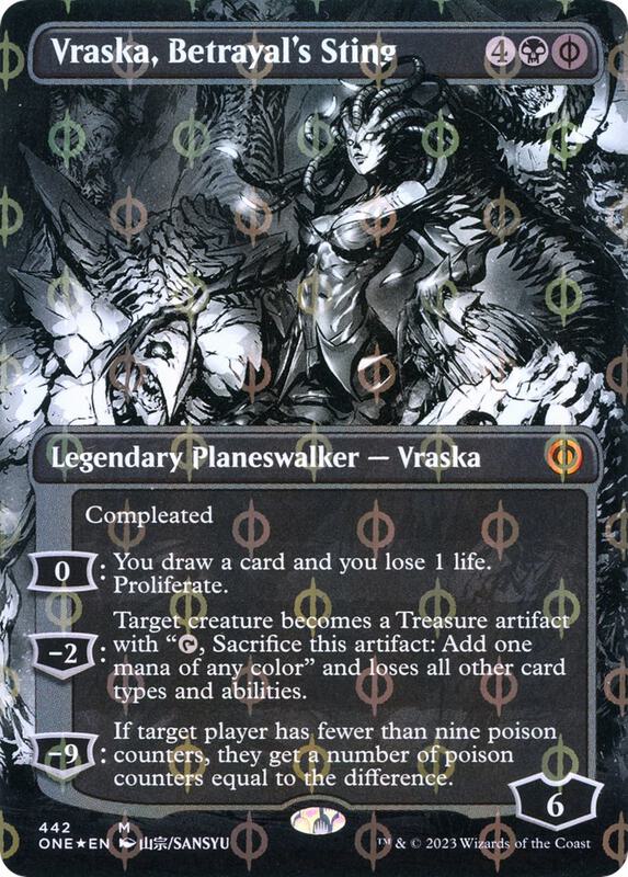 Vraska, Betrayal's Sting (Borderless) (Step-and-Compleat Foil)